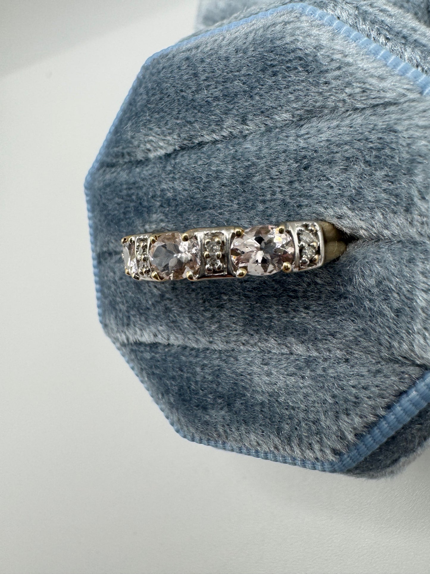 9ct gold pale morganite and diamond ring