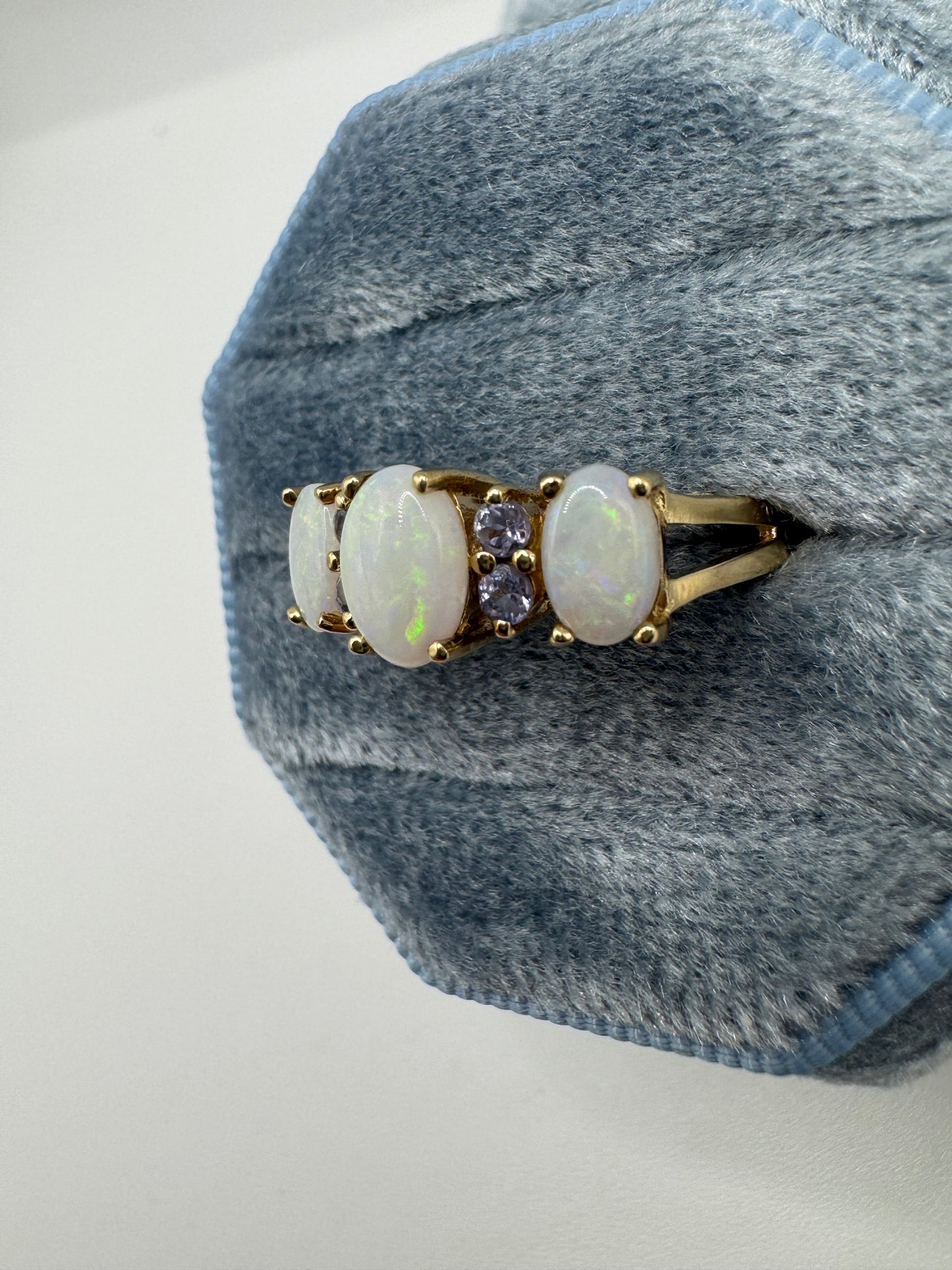 9ct gold opal and tanzanite ring