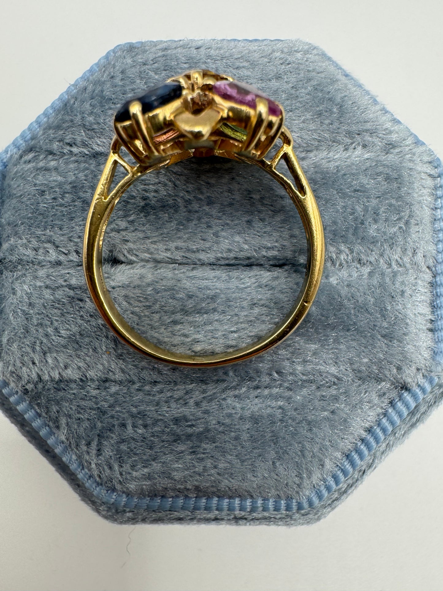 9ct gold multicoloured sapphire ring