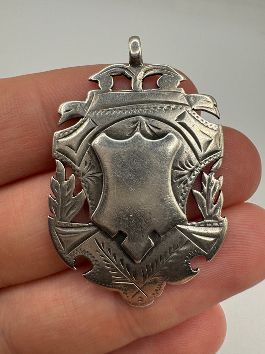 Silver shield fob pendant