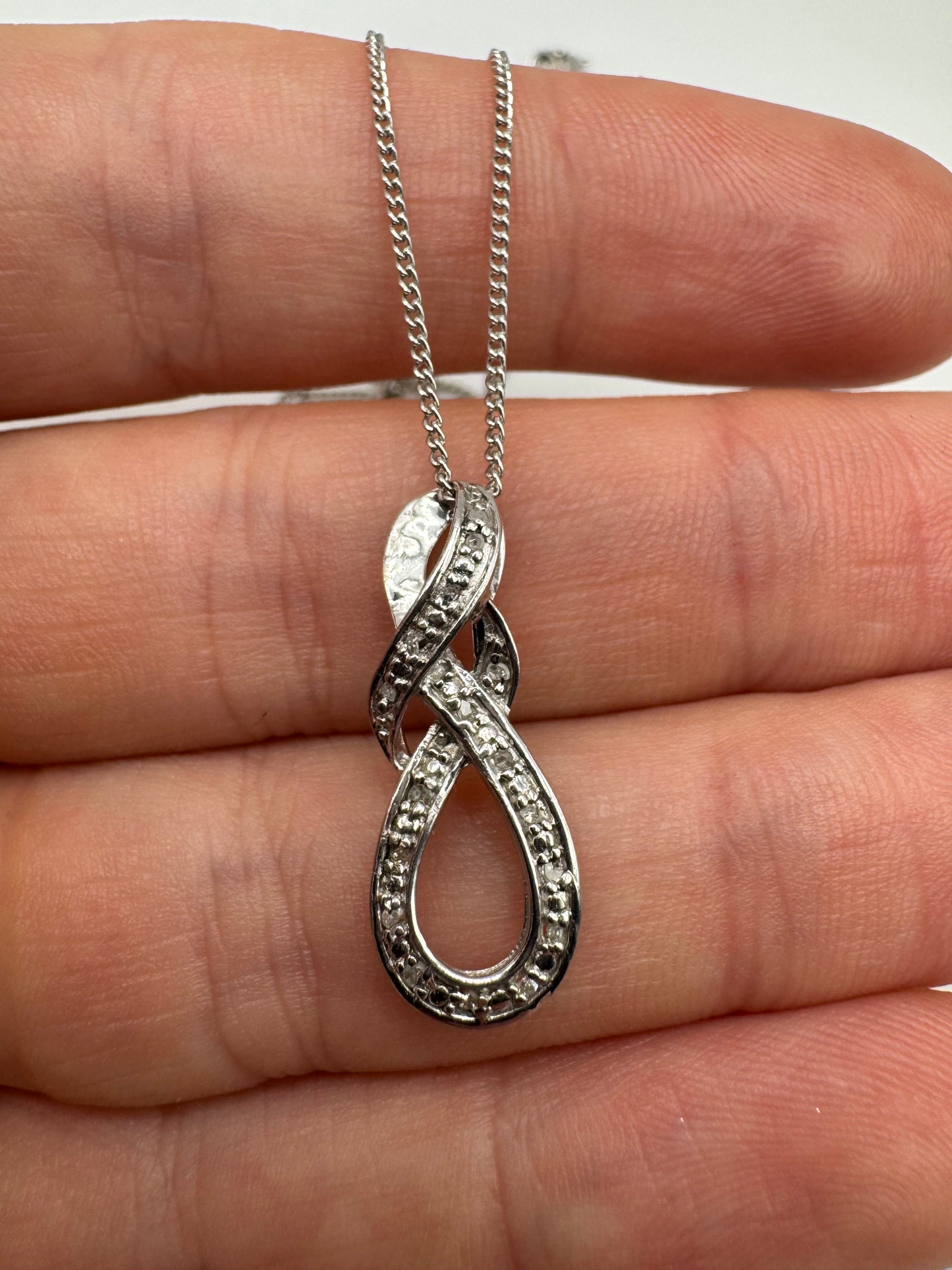 Silver diamond cluster necklace