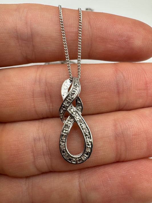 Silver diamond cluster necklace