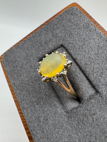 9ct gold opal and diamond cluster ring