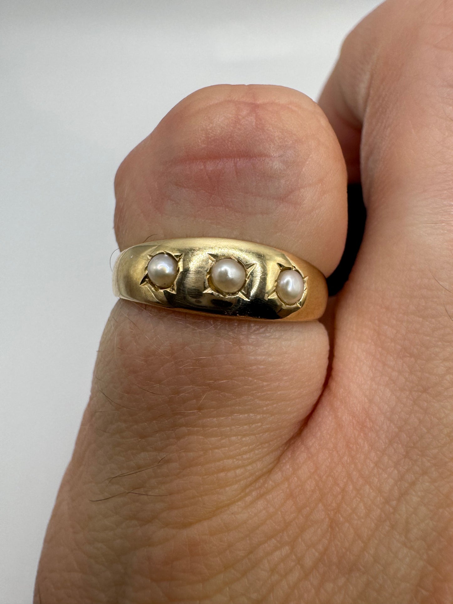 RESERVED 9ct gold pearl gypsy ring