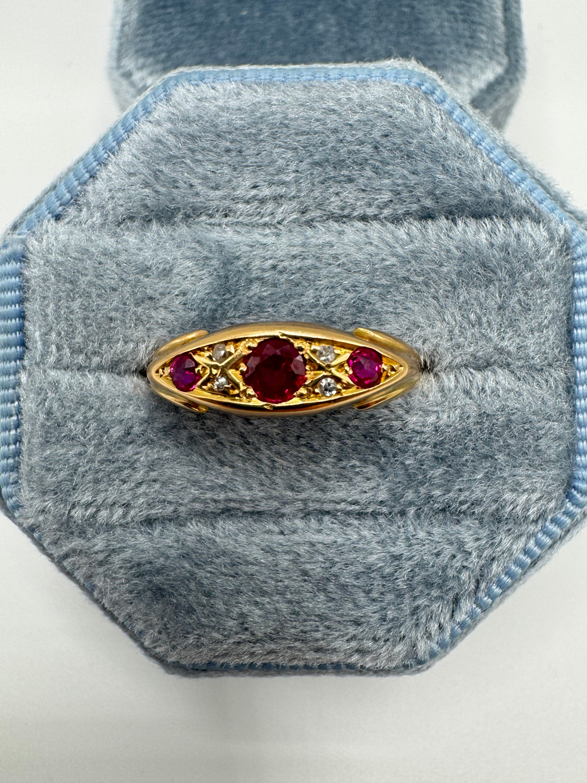 Antique 18ct gold ruby and diamond ring