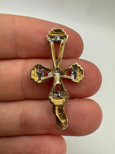 9ct gold 25 point diamond cross pendant