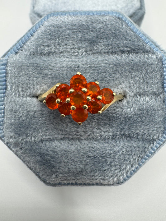 9ct gold fire opal cluster ring