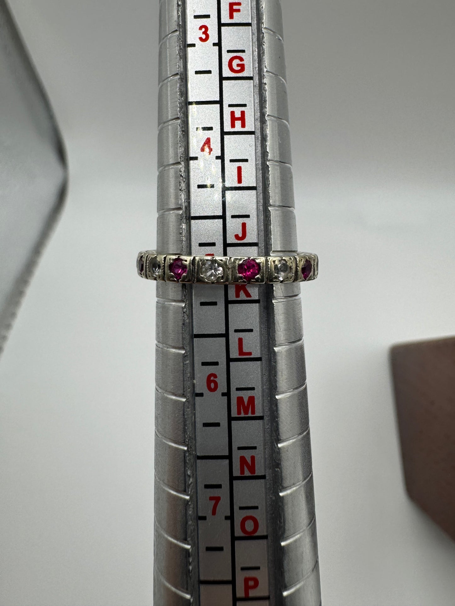 9ct gold synthetic ruby and diamond full eternity ring
