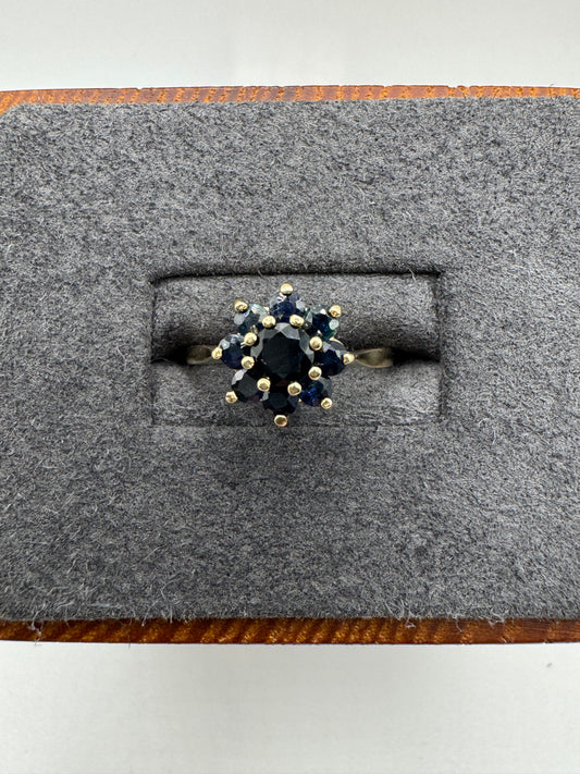 9ct gold sapphire cluster ring