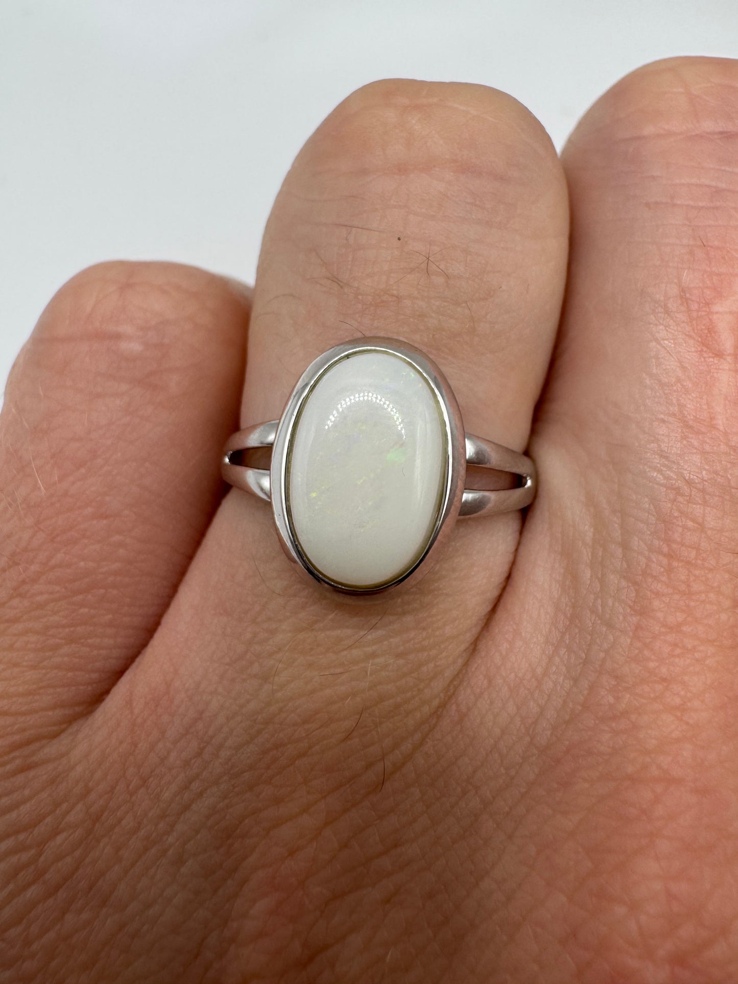 Silver opal ring