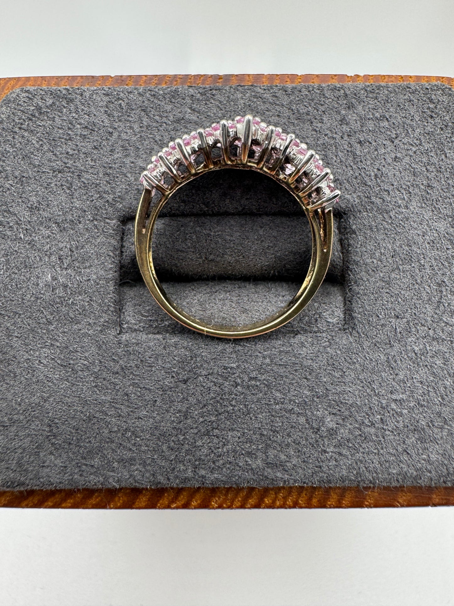 9ct gold pink sapphire cluster ring