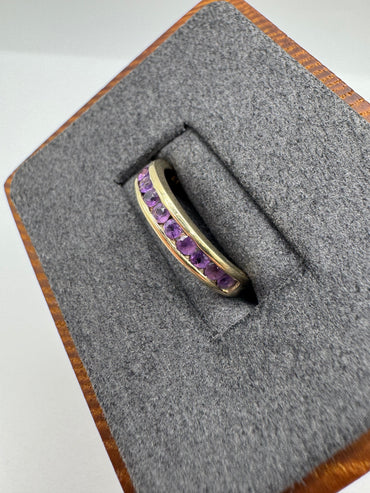 9ct gold amethyst half eternity ring