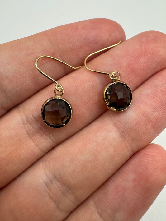 9ct gold Smokey quartz earrings