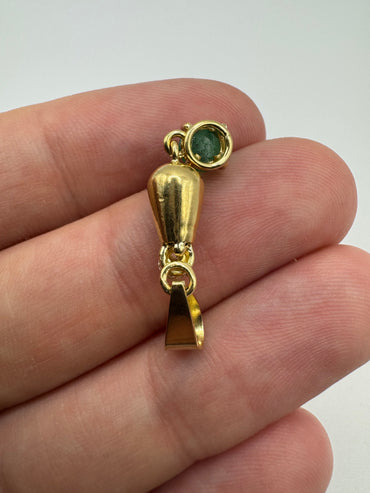 18ct gold cabochon emerald and diamond pendant