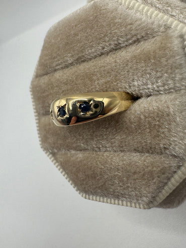 9ct gold sapphire gypsy ring