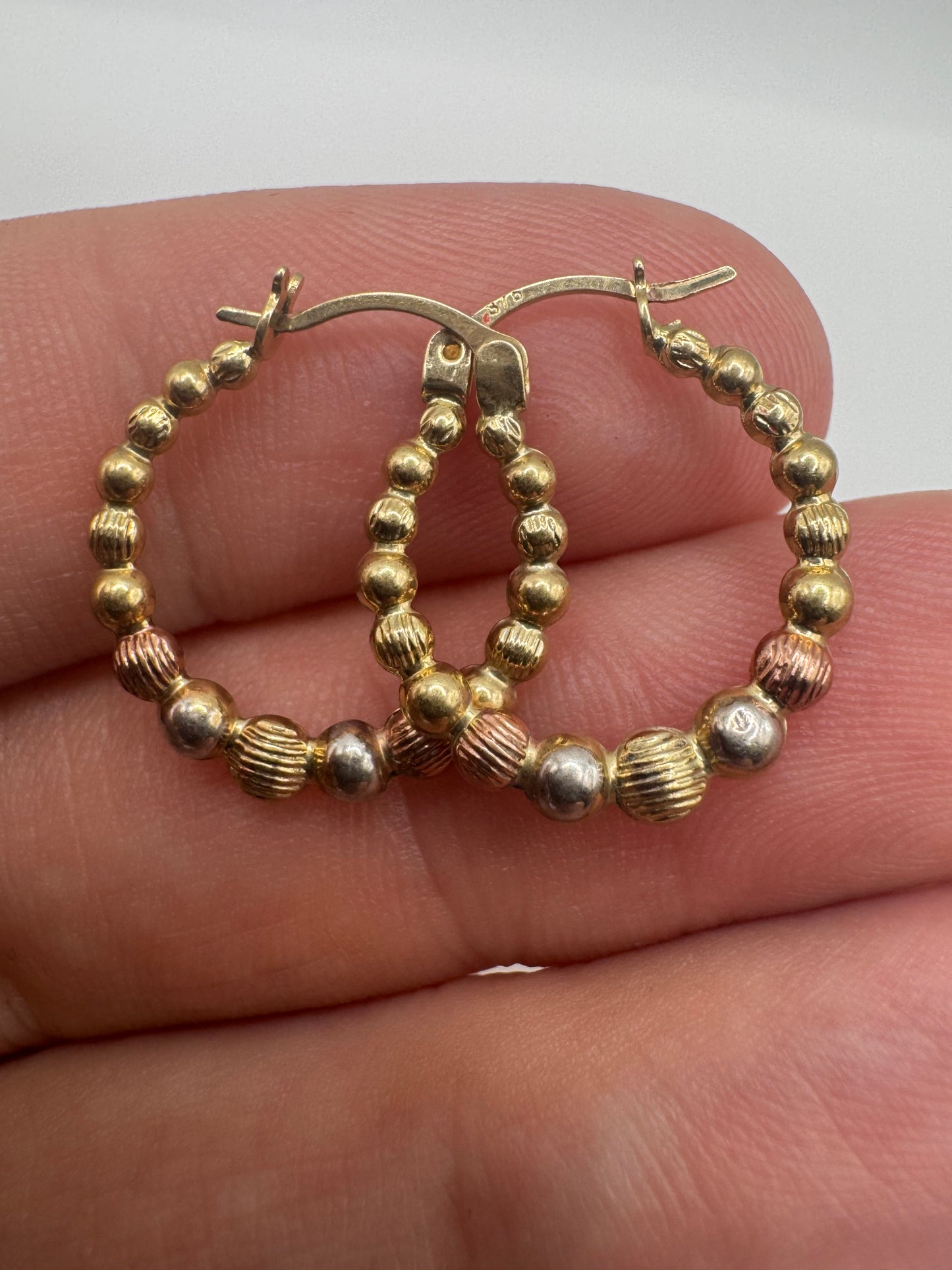 9ct tri-gold creole earrings