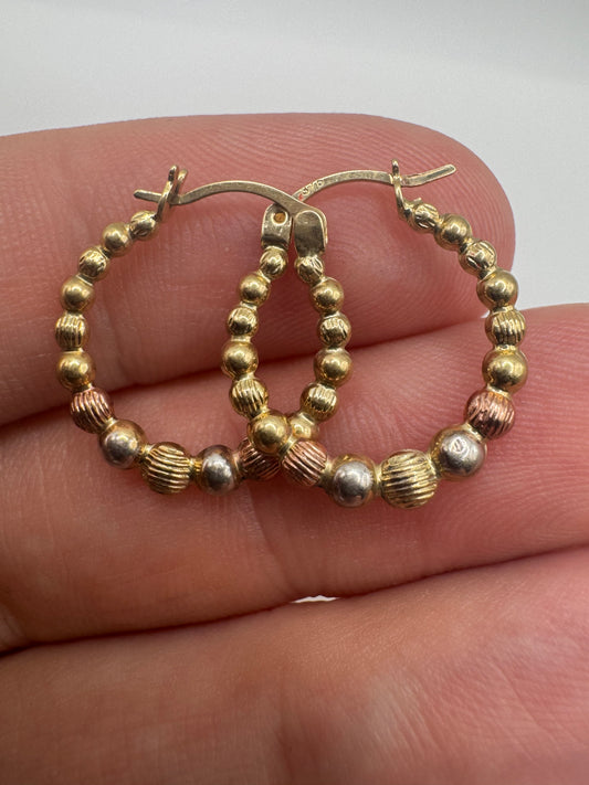 9ct tri-gold creole earrings