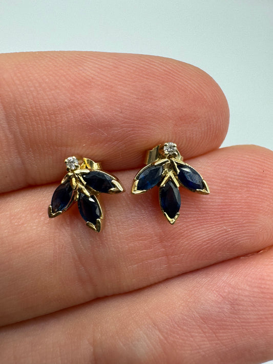 9ct gold sapphire and diamond earrings