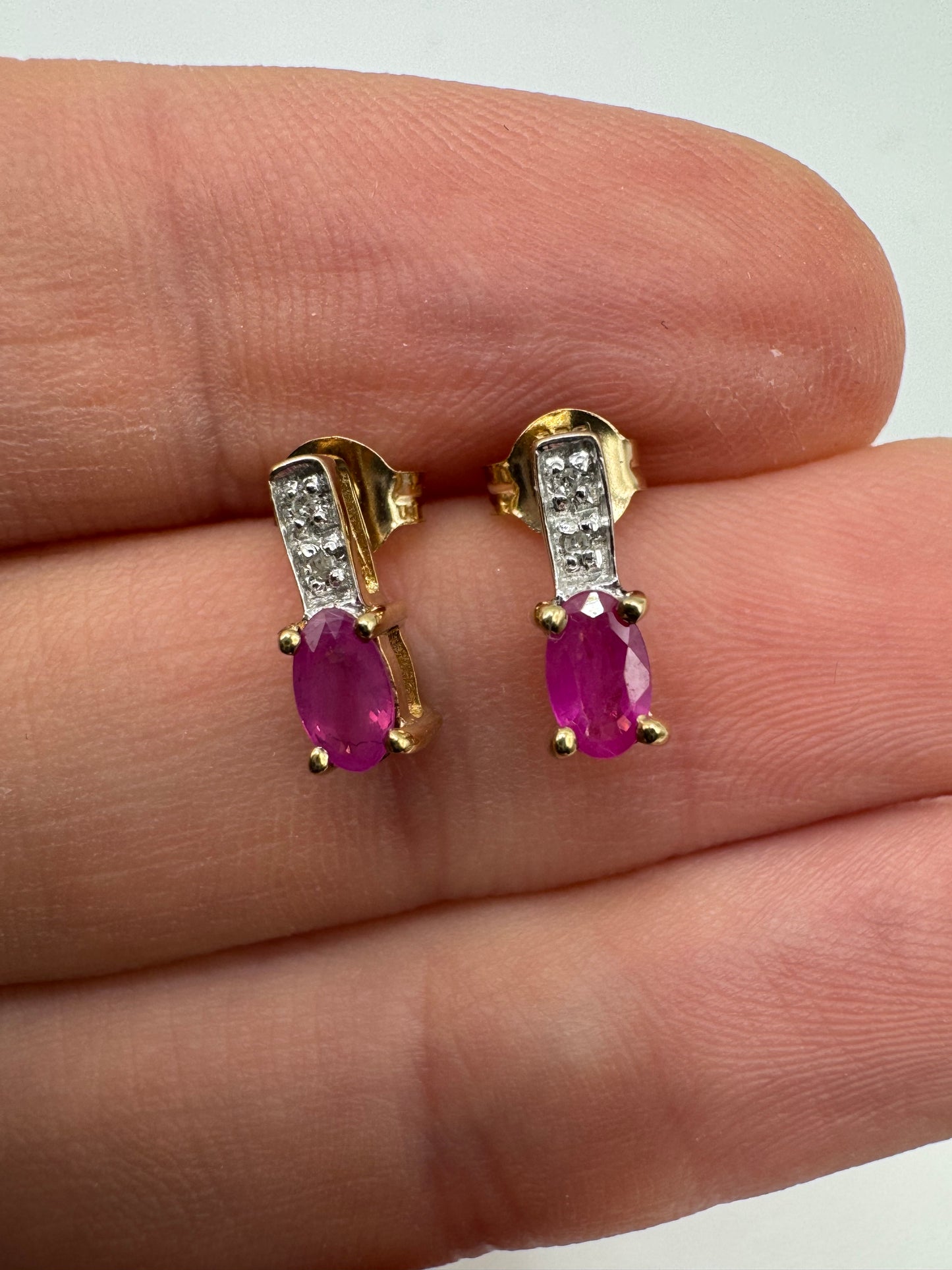 9ct gold ruby and diamond earrings