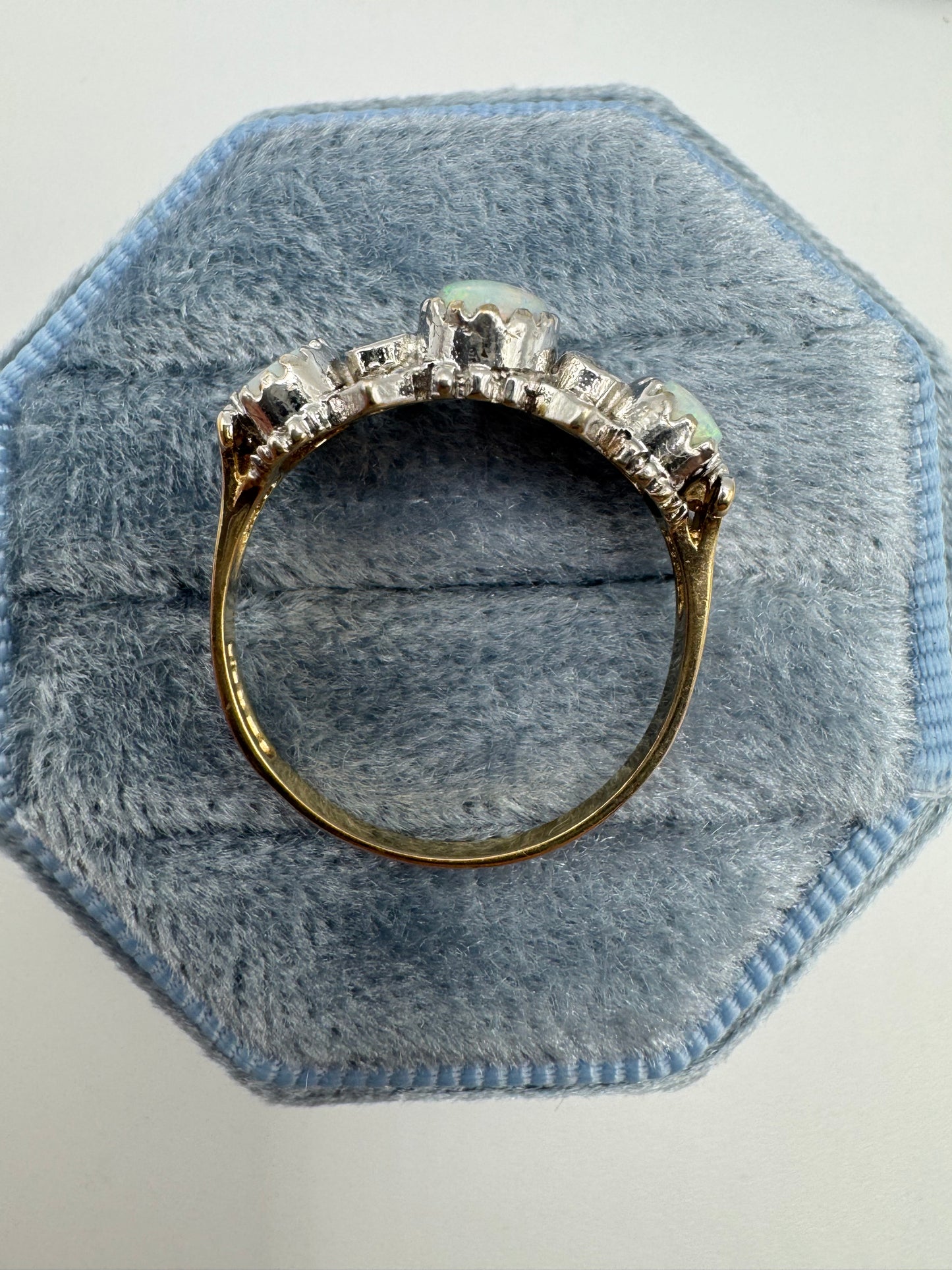 9ct two-tone gold opal and diamond ring