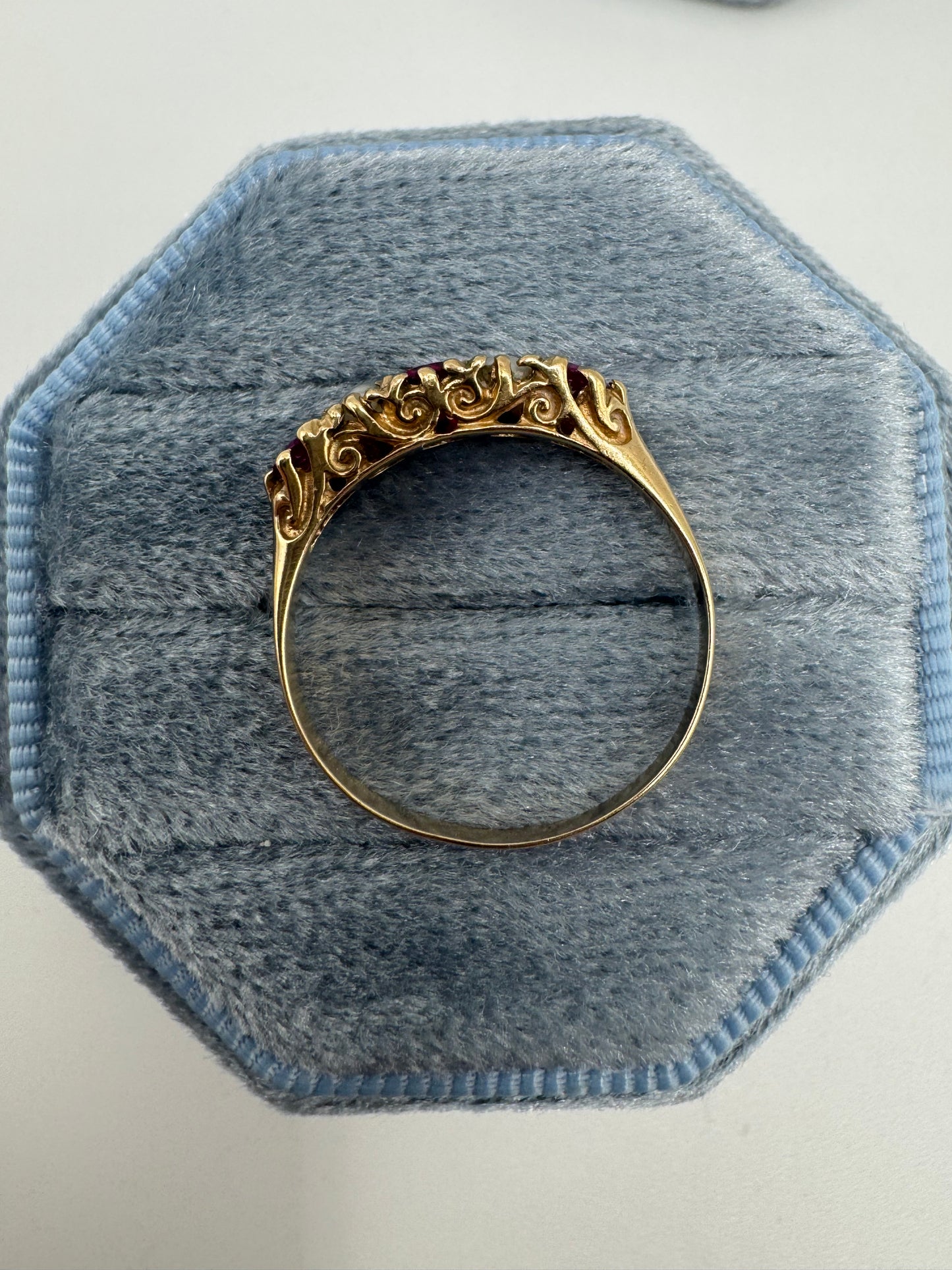 9ct gold ruby and pearl ring