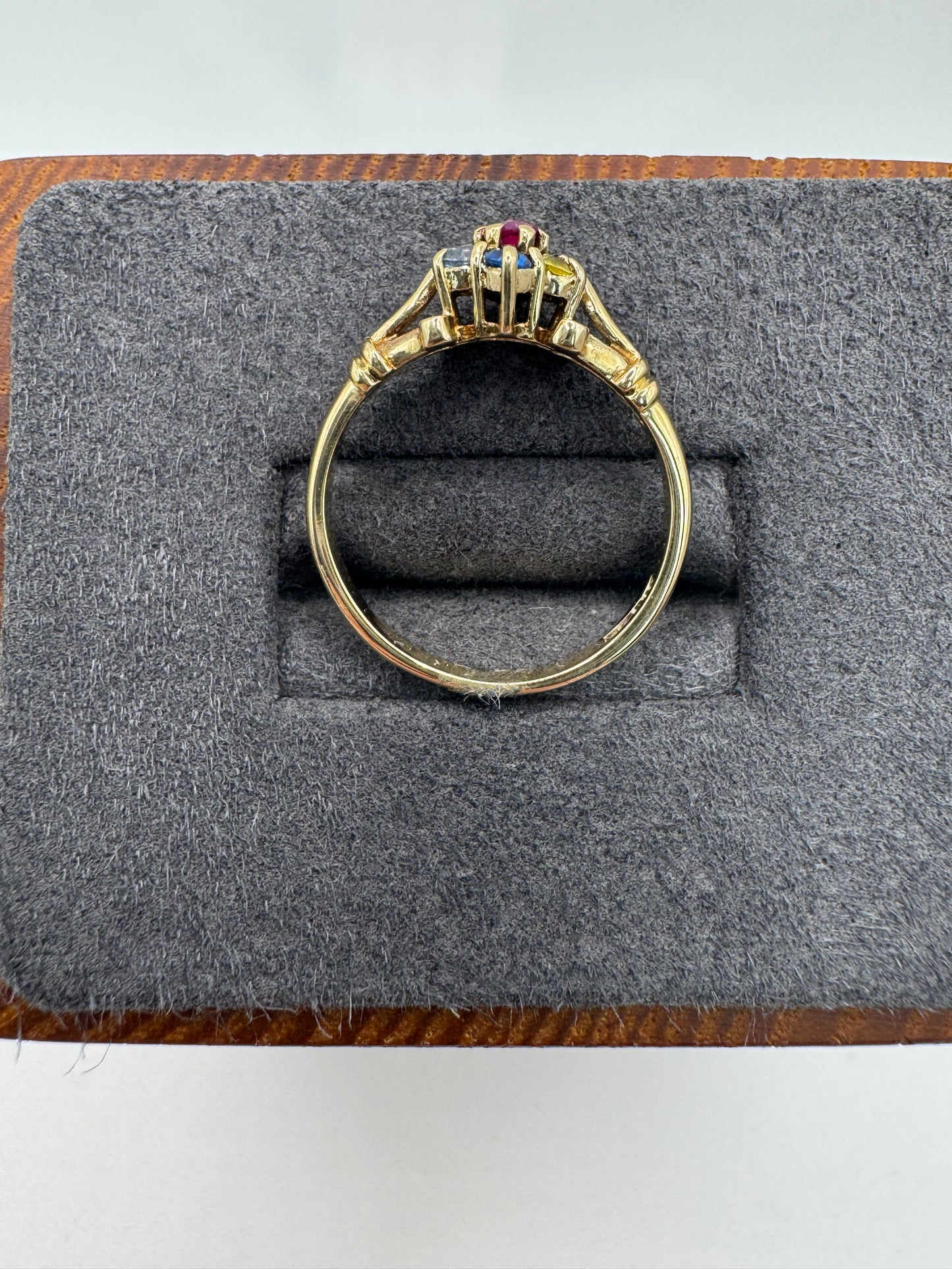 9ct gold multi-gem cluster ring