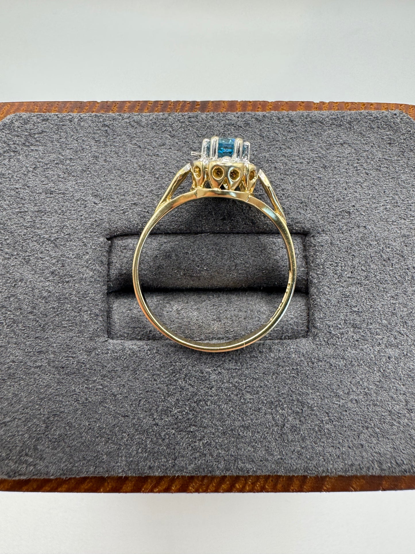 9ct gold blue topaz and diamond ring