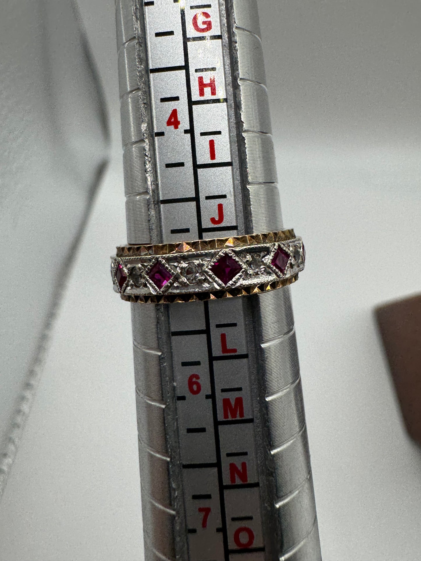 9ct gold synthetic ruby and diamond full eternity ring