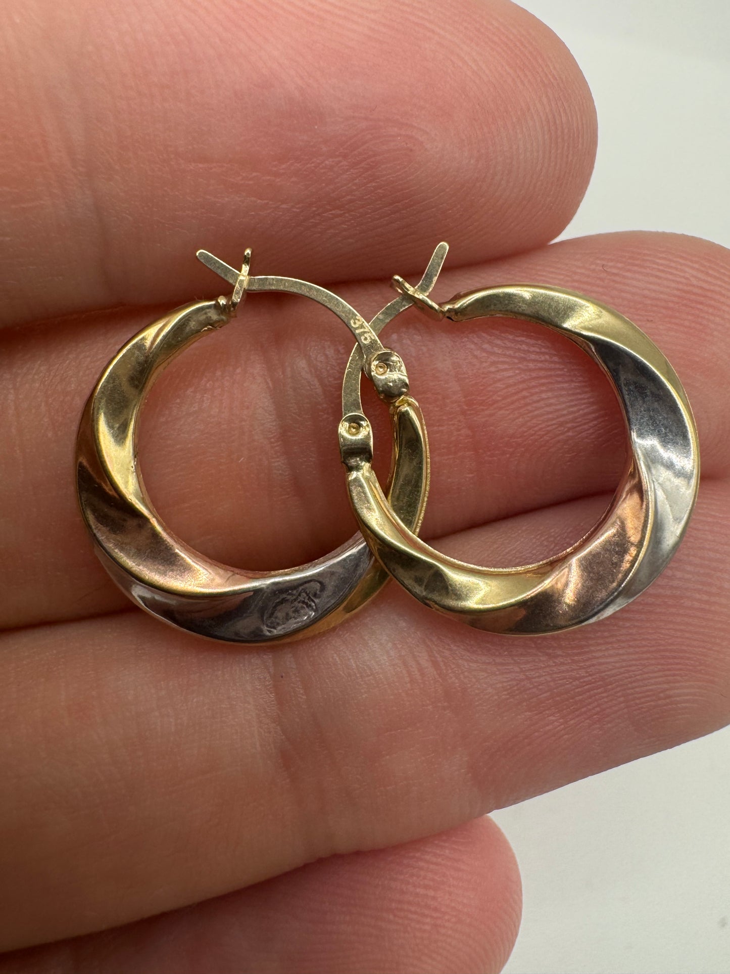9ct tri-gold creole earrings