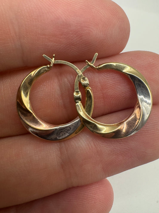 9ct tri-gold creole earrings