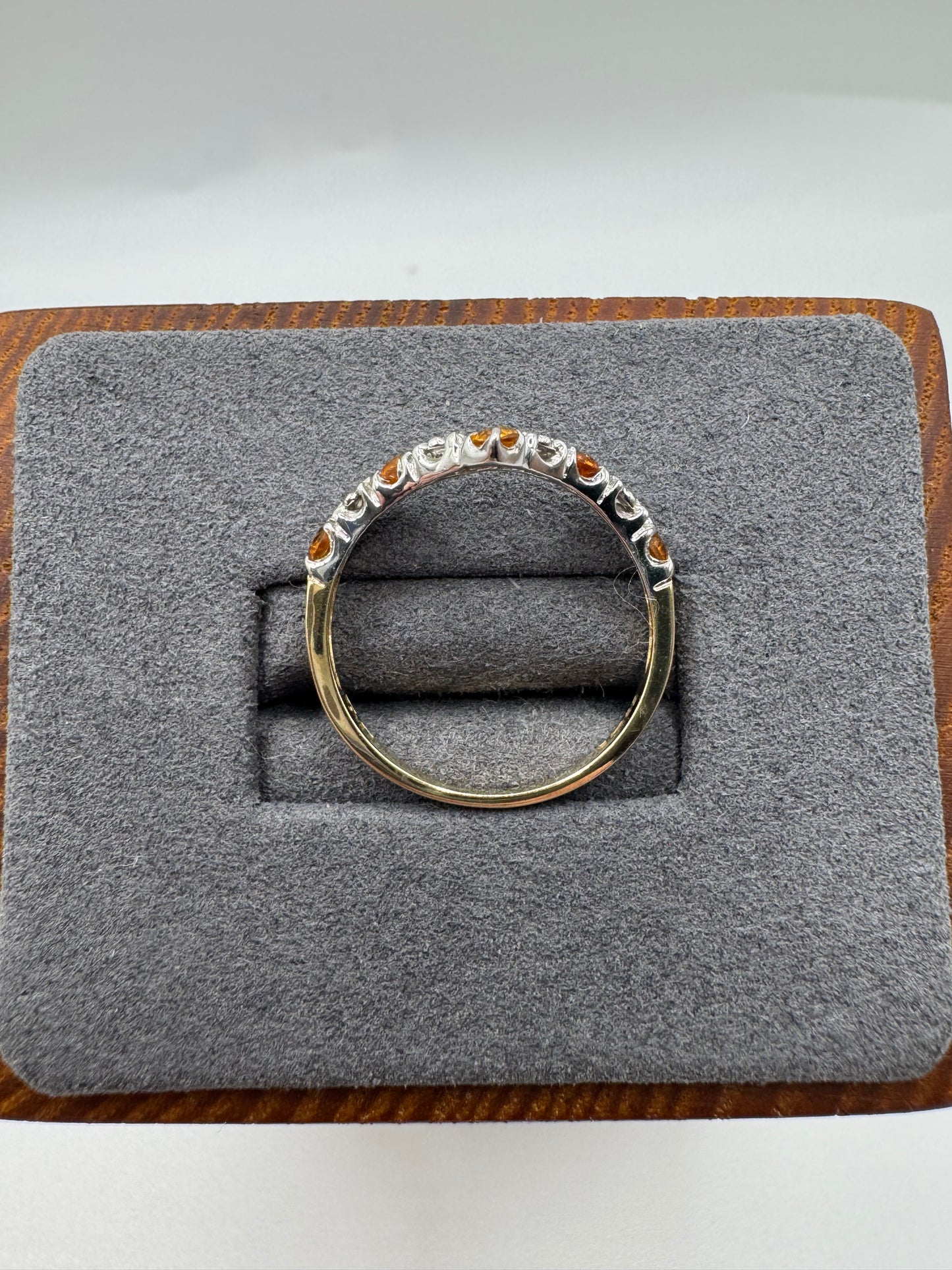 9ct gold citrine and diamond wishbone ring