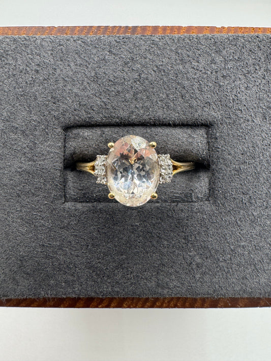 9ct gold pale morganite and diamond ring