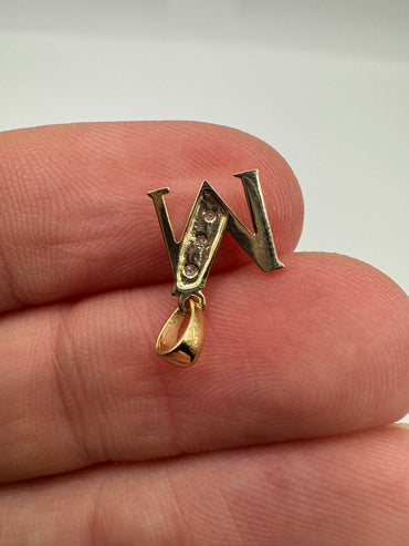9ct gold diamond initial M pendant