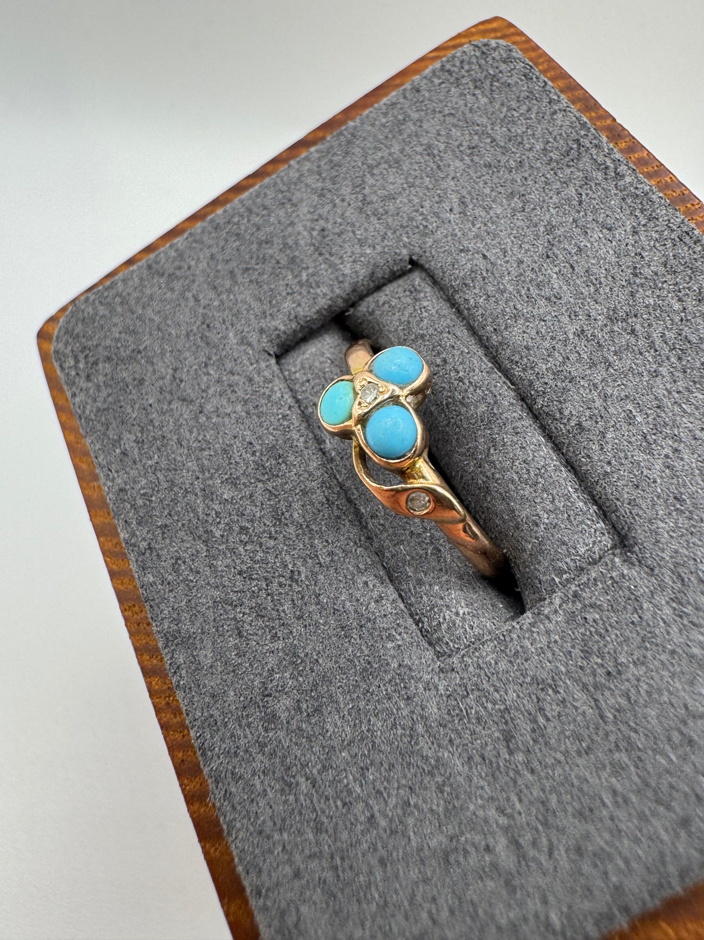 9ct rose gold turquoise and diamond ring