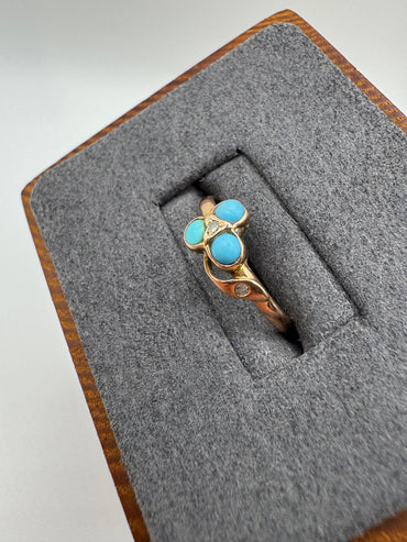 9ct rose gold turquoise and diamond ring