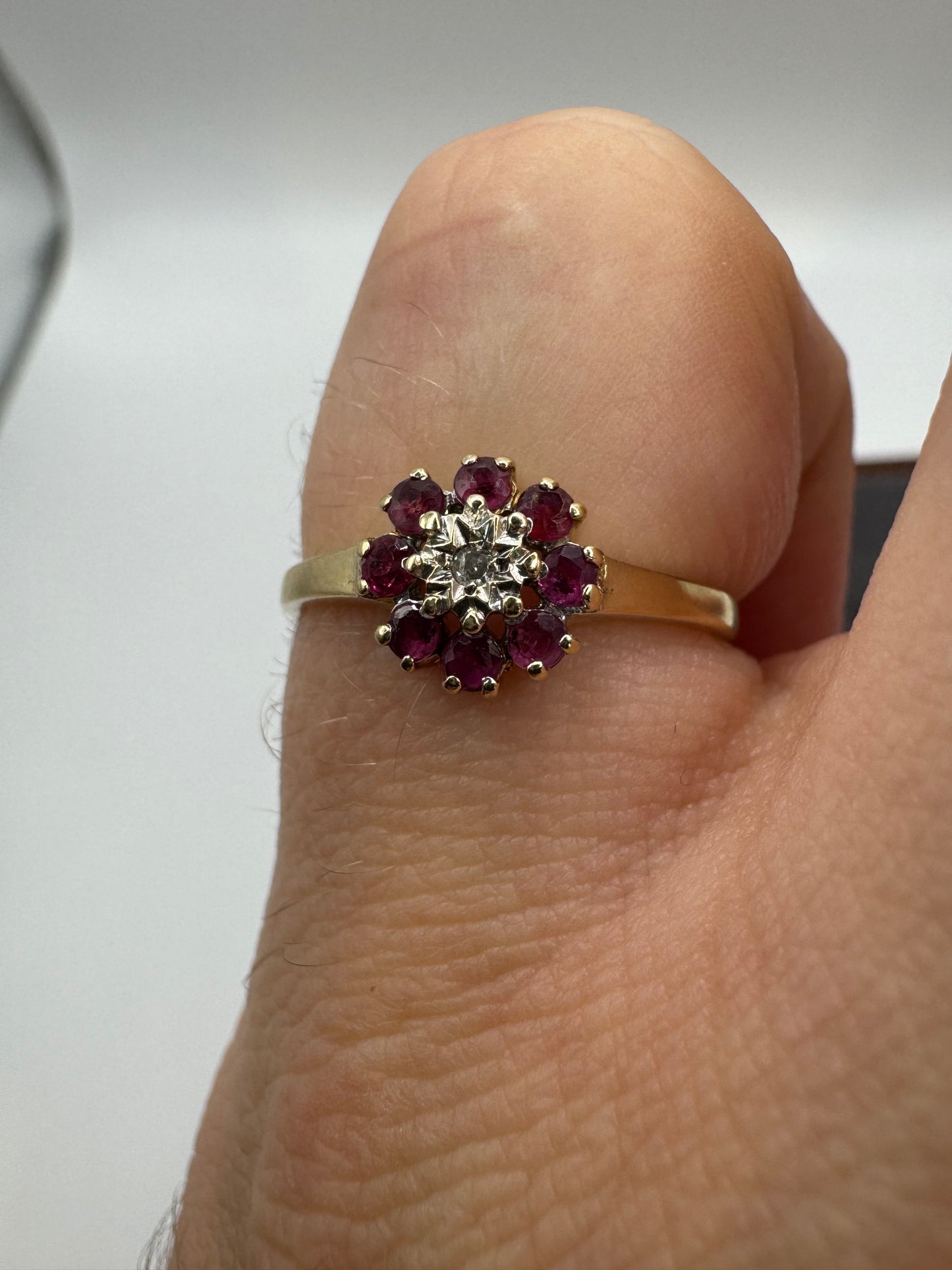 9ct gold ruby and diamond ring