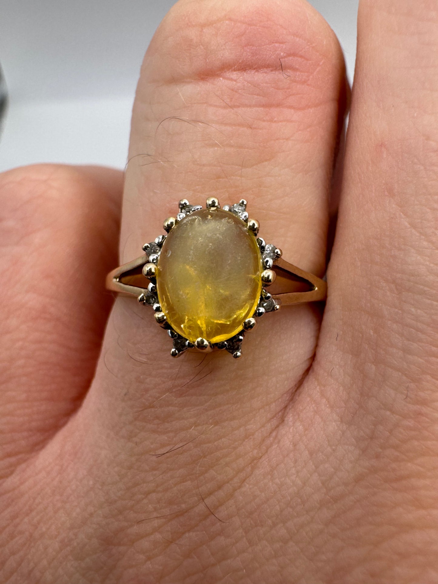 9ct gold opal and diamond cluster ring