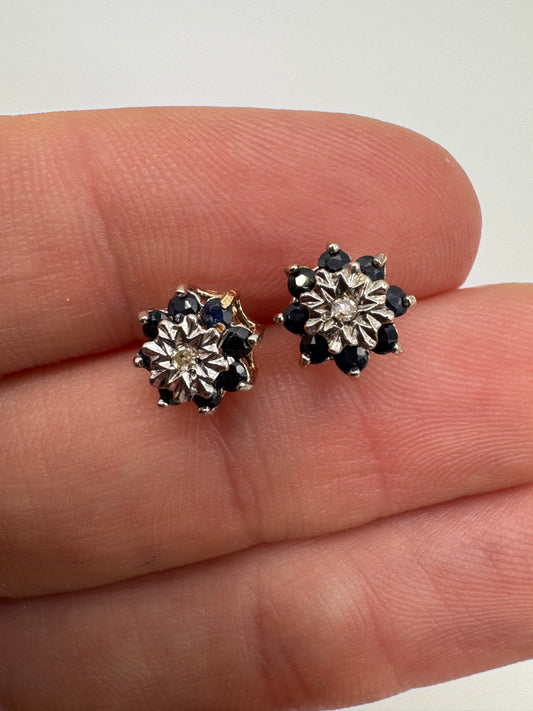 9ct gold sapphire and diamond earrings