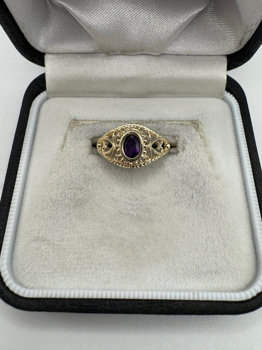 9ct gold amethyst ring
