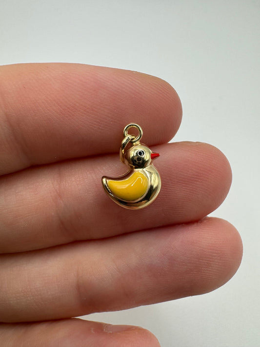 9ct gold enamelled duck charm