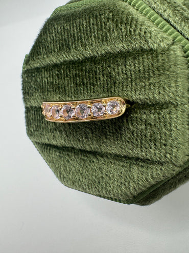 9ct gold pink topaz half eternity ring