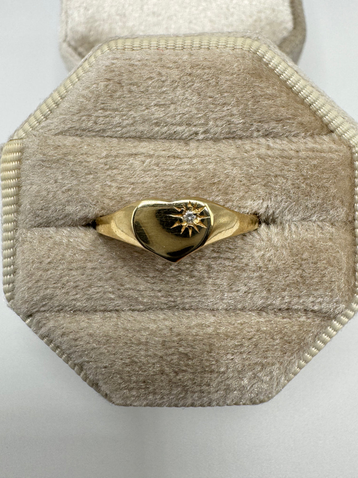 9ct gold diamond heart signet ring
