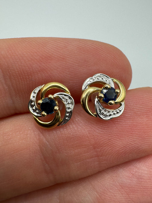 9ct gold sapphire and diamond earrings
