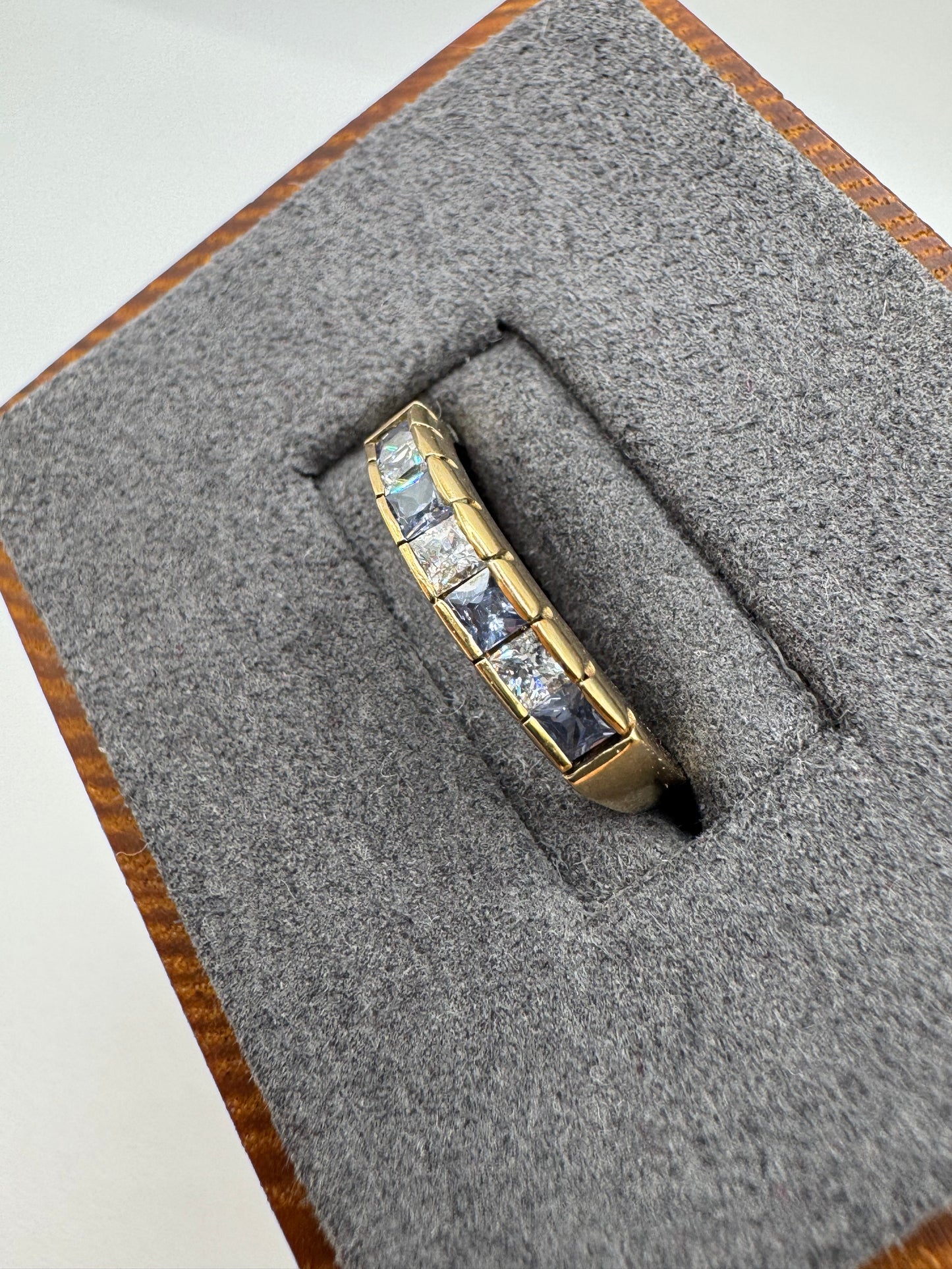 9ct gold tanzanite and zircon ring