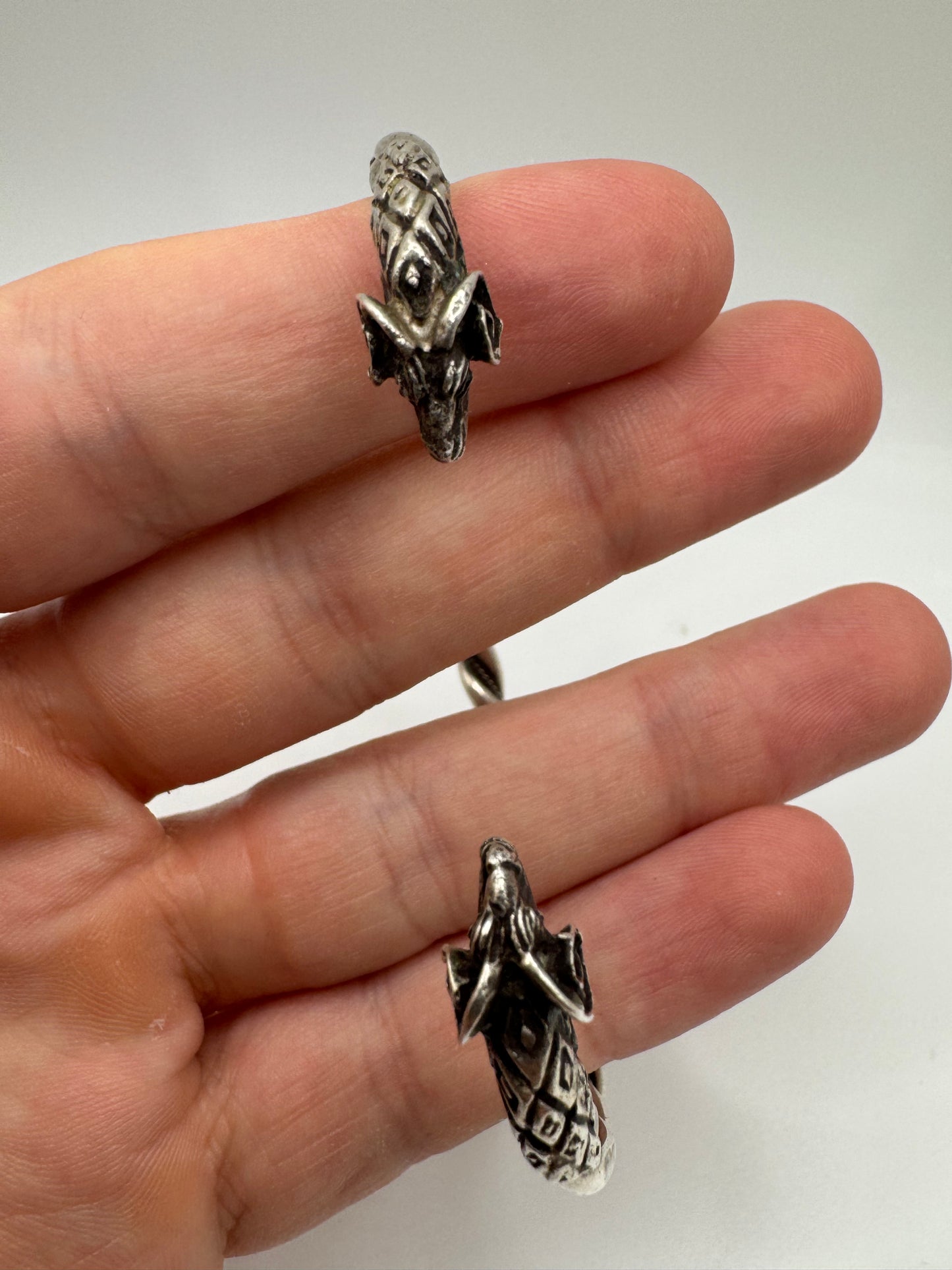 Silver rams head bangle