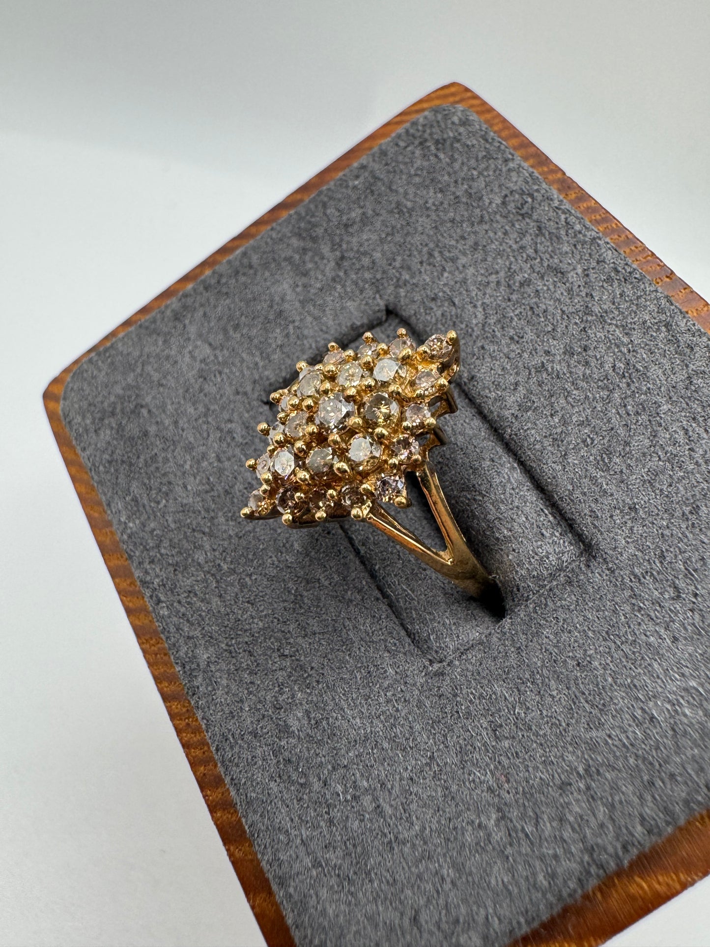 9ct gold 0.75ct champagne diamond cluster ring