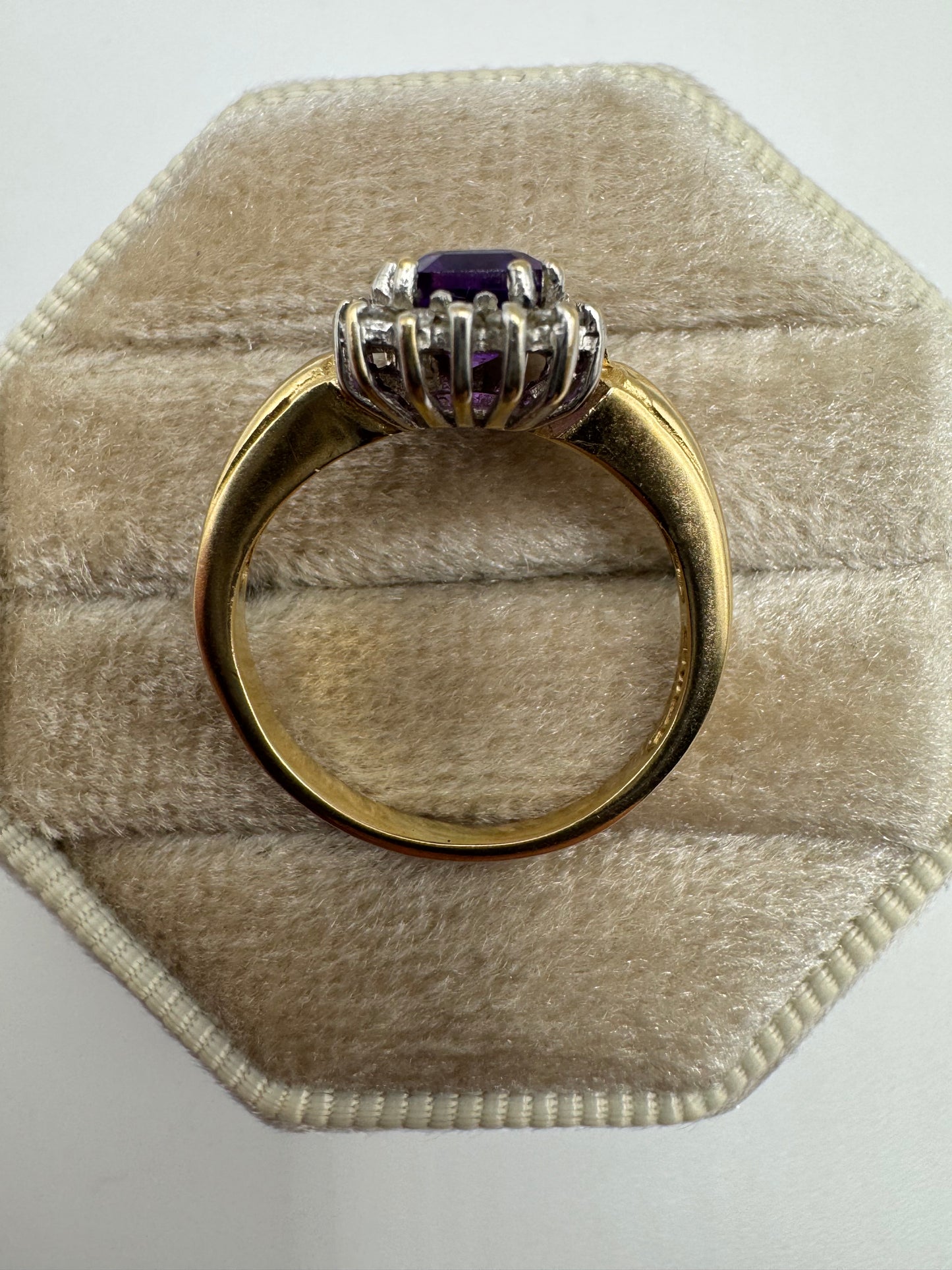 9ct gold amethyst and diamond ring
