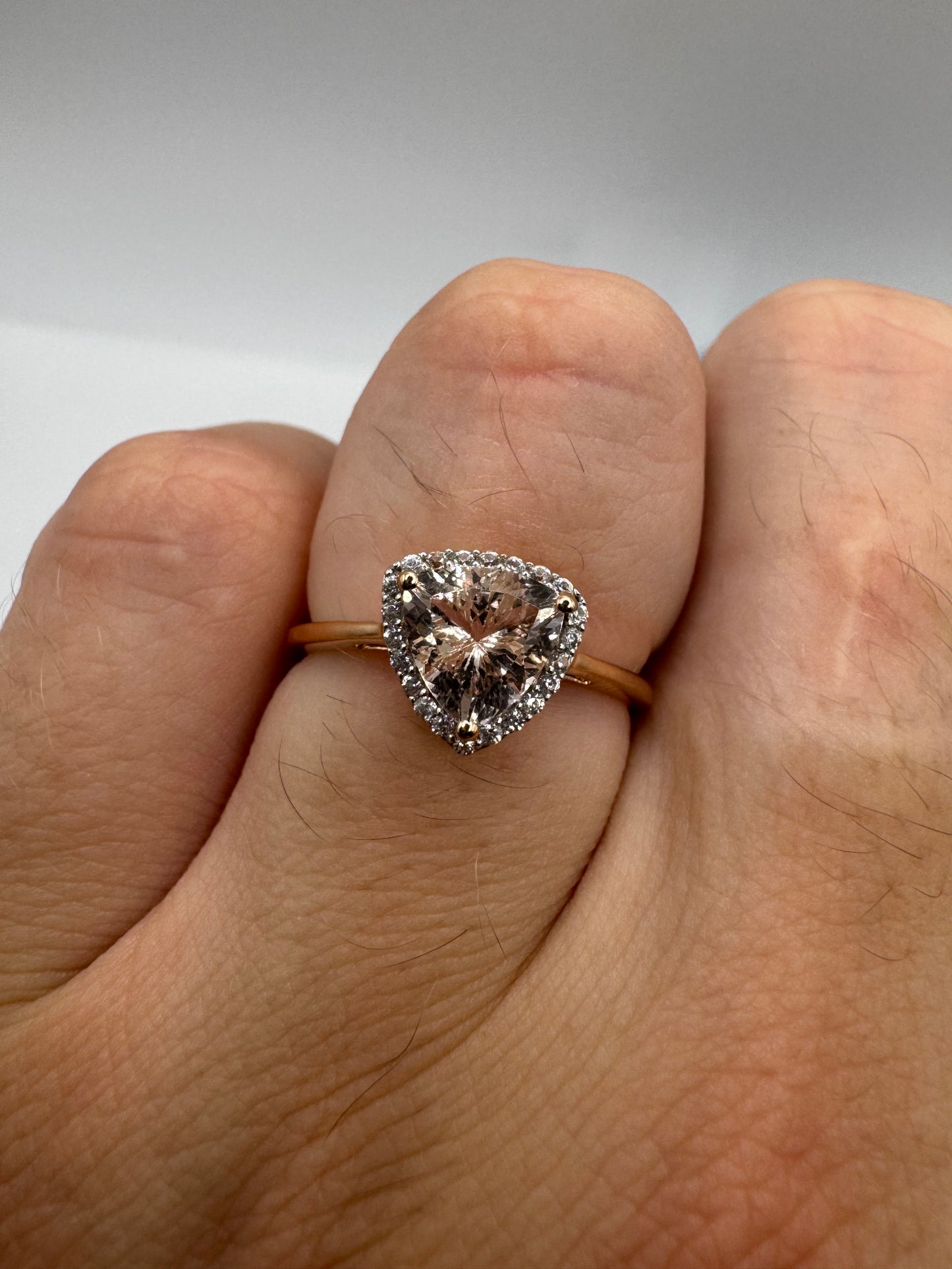 9ct rose gold morganite and zircon ring