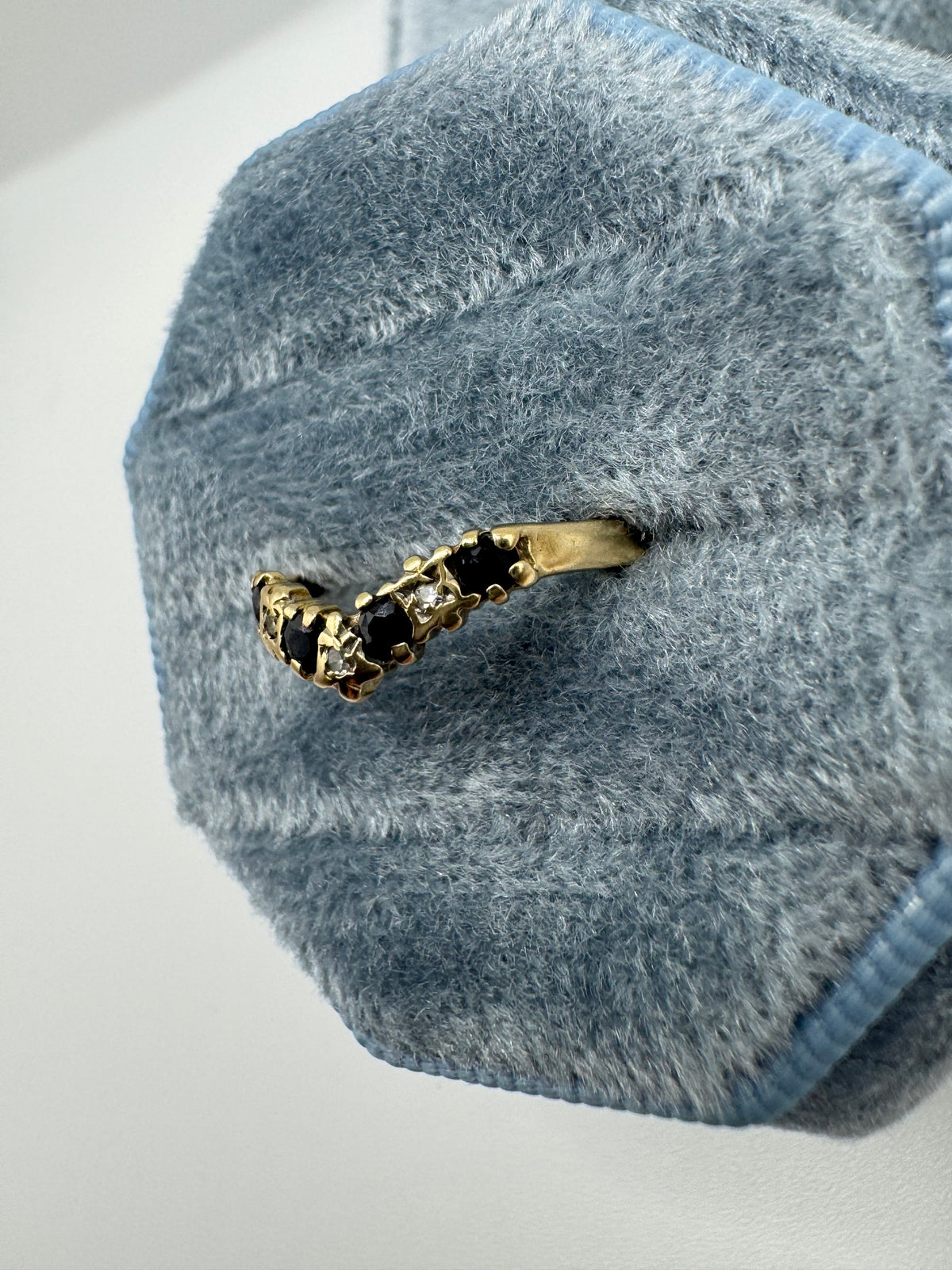 9ct gold sapphire and diamond wishbone ring