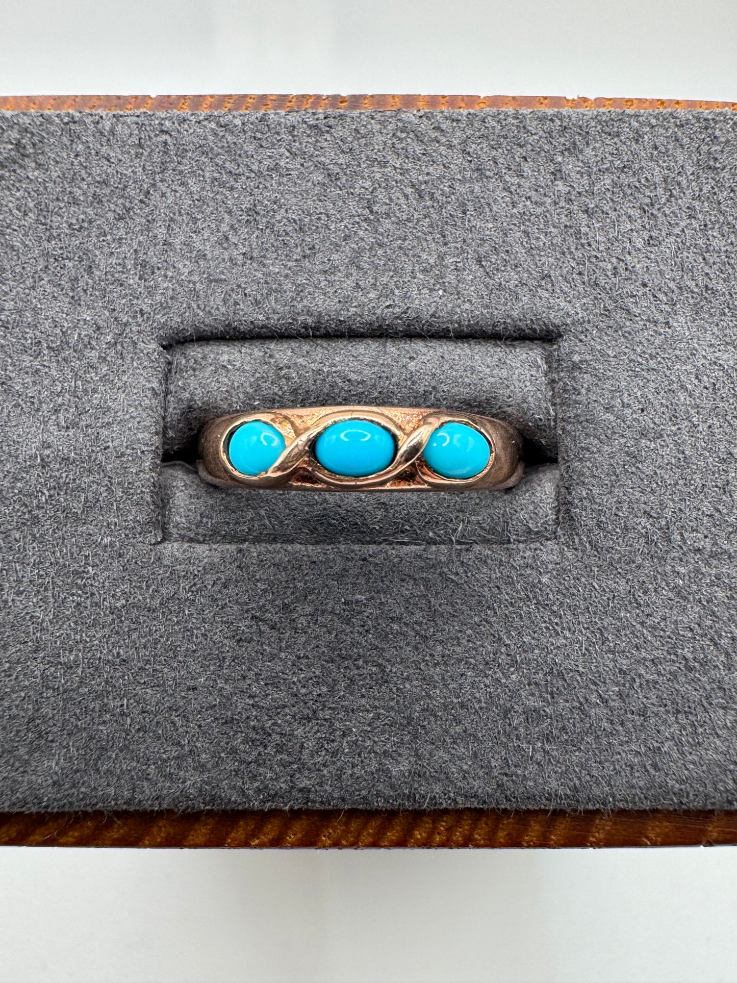 9ct rose gold turquoise ring